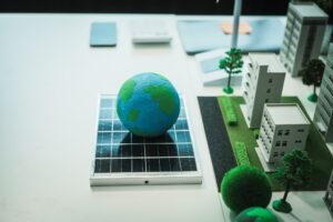 An innovative wind turbine project for a sustainable future a modern city, focusing on renewable